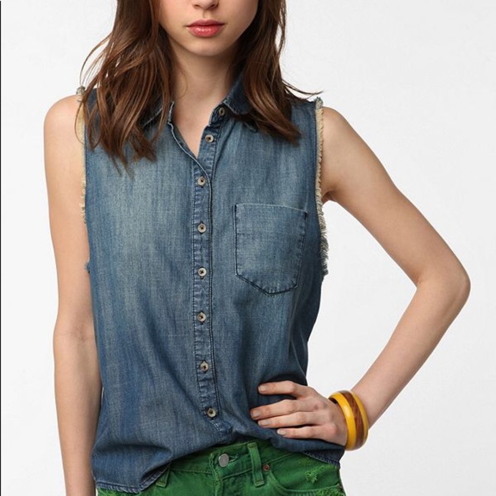 BDG sleeveless chambray top